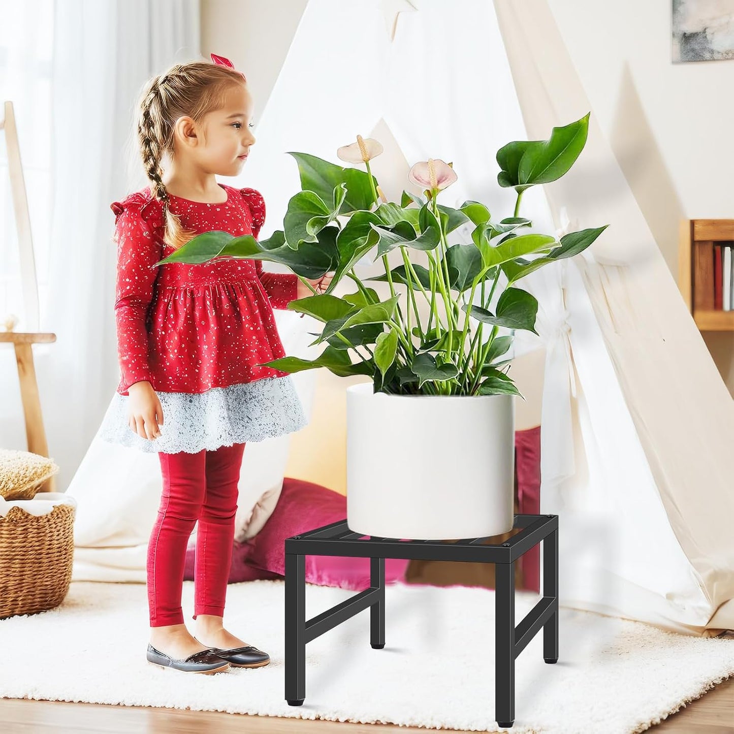 Plant Stand Indoor Outdoor, Heavy Duty Wrought Iron Pedestal Stands 2 Pack | Metal Plant Stand for Indoor Outdoor