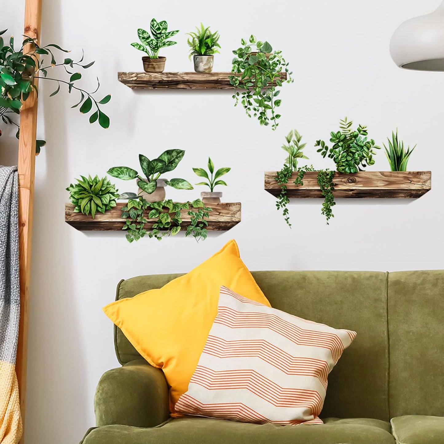 Green Plant Wall Decals 3D Bonsai Tropical Betterfly Wall Sticker Creative Vinyl / Green Plant 3