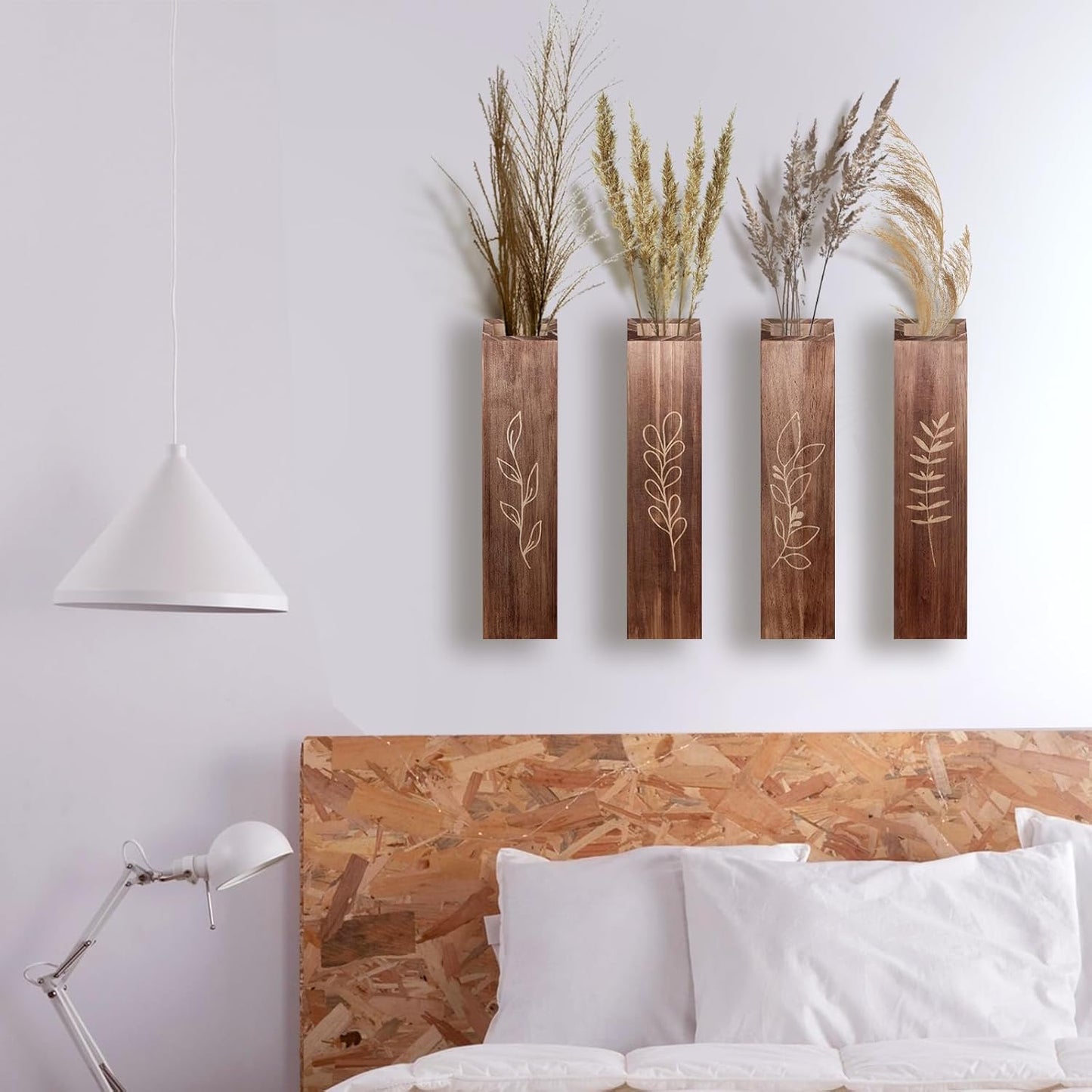 Wood Indoor Wall Planter / Brown / Set of 4