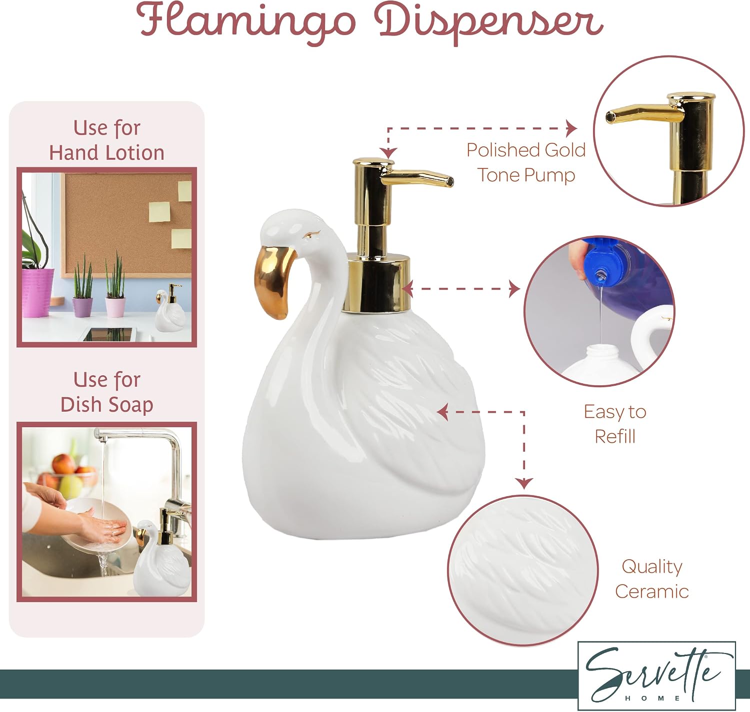 Flamingo Soap Dispenser / White Swan