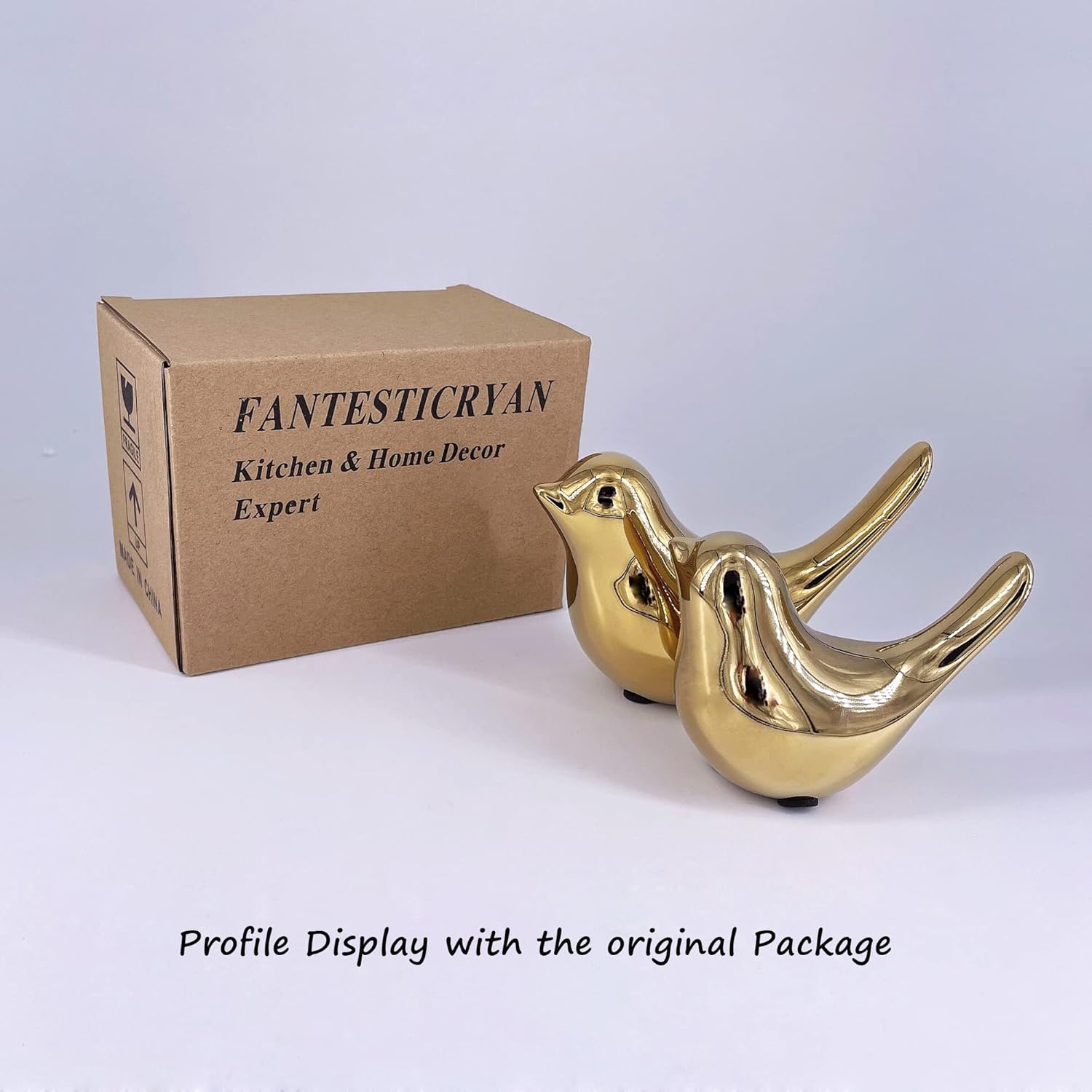 Small Birds Statues Home Decor Modern Style Figurine Decorative / Medium & Large / Golden / Gold