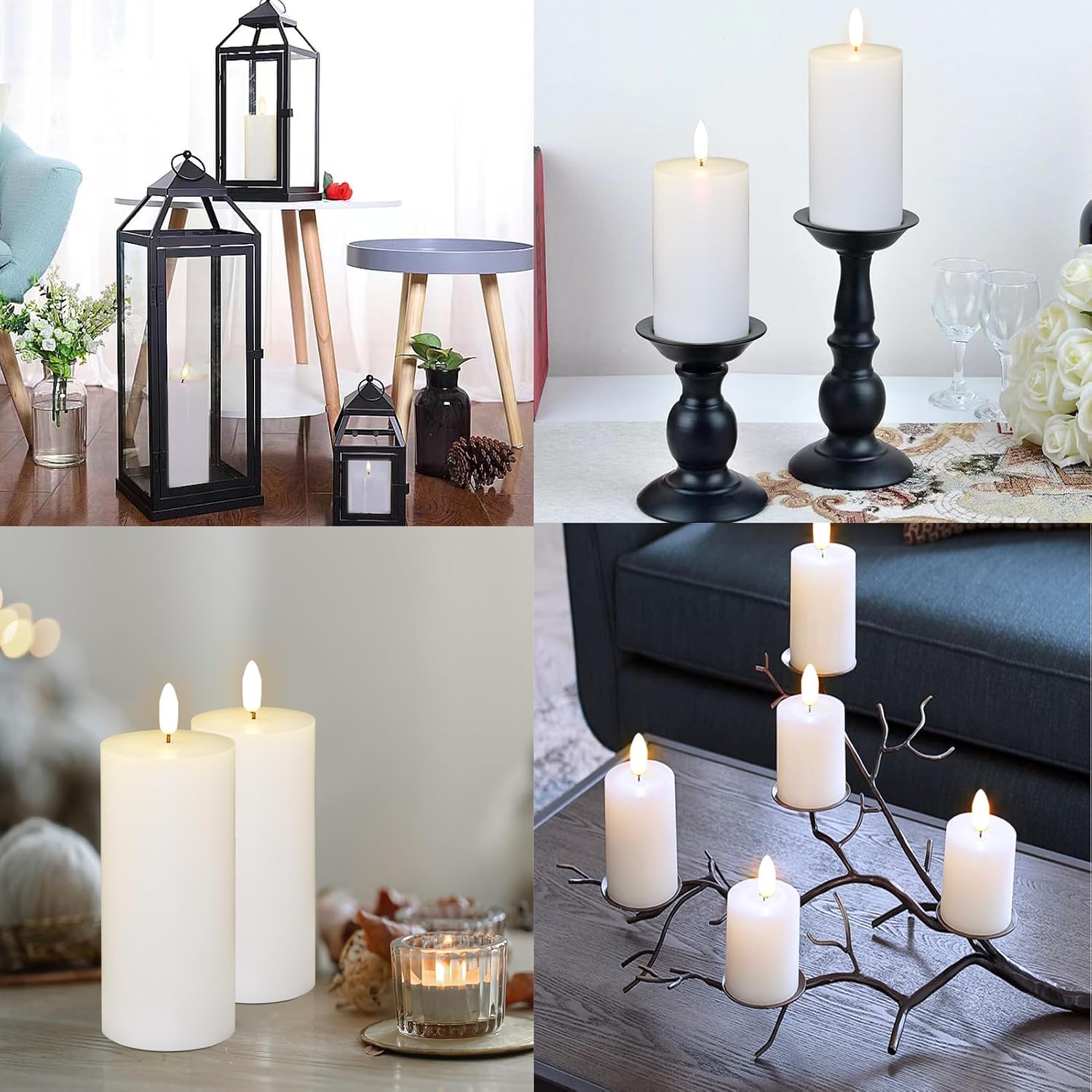 Oleitodh 9 Pcs White Flameless Candles Flat Top LED Candles with Remote Timer, Pillar Flameless Candle Bulk Flickering
