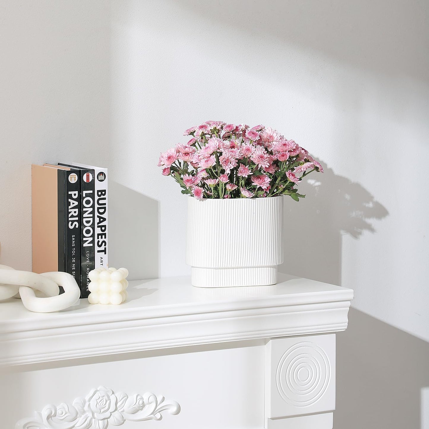 Ceramic Flower Vase / White / Medium Rectangle