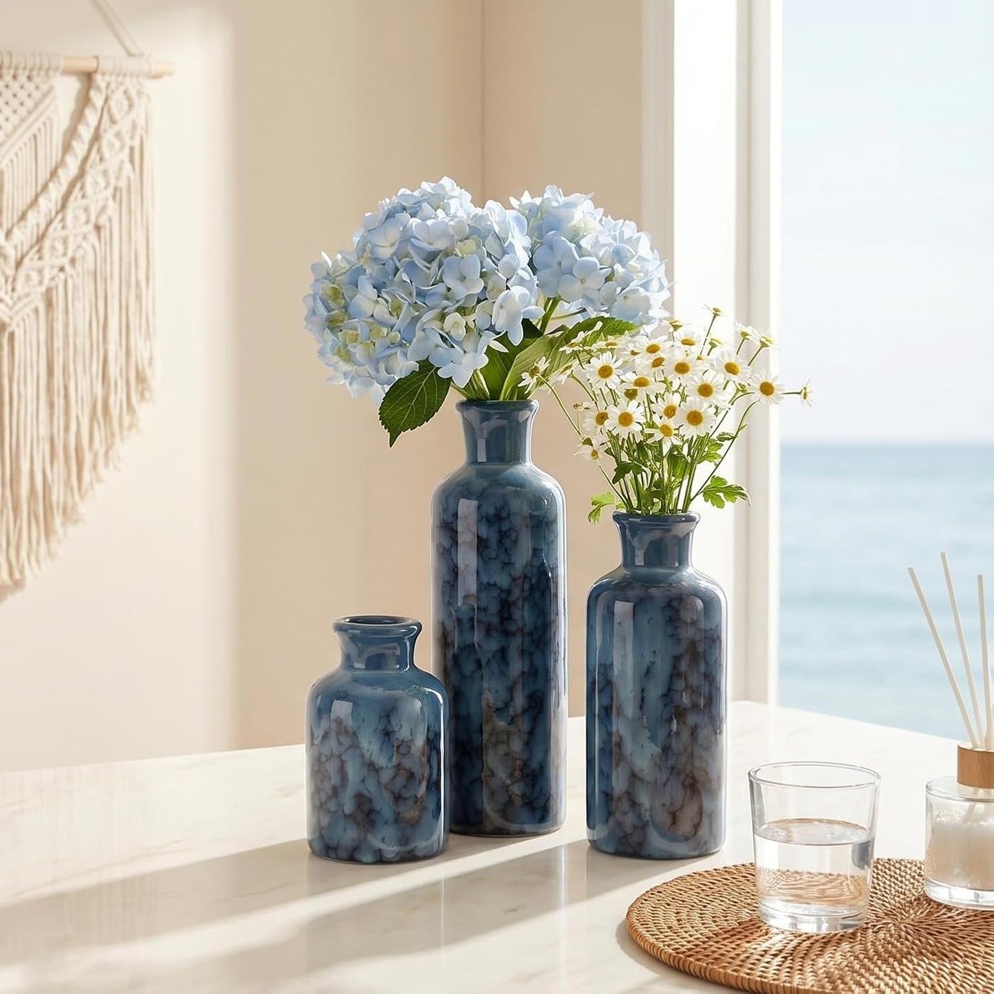 Rustic Farmhouse Vase / 106-cobalt Blue / Set of 3