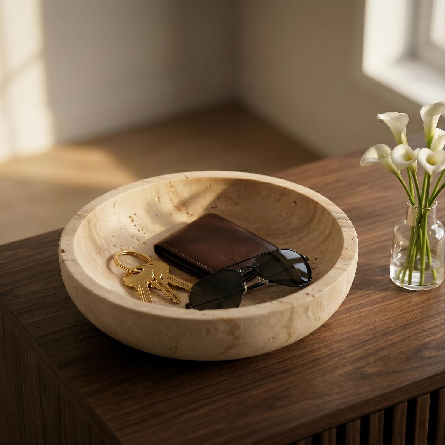 Marble Travertine Decorative Bowl / Natural