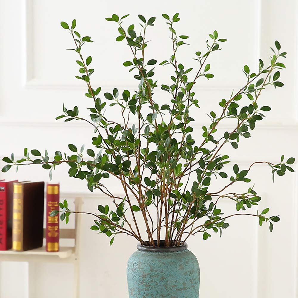 43" Artificial Greenery Stems Plants Faux Leaf Eucalytus Branches Ficus Twig Fern / Green / Set of 4