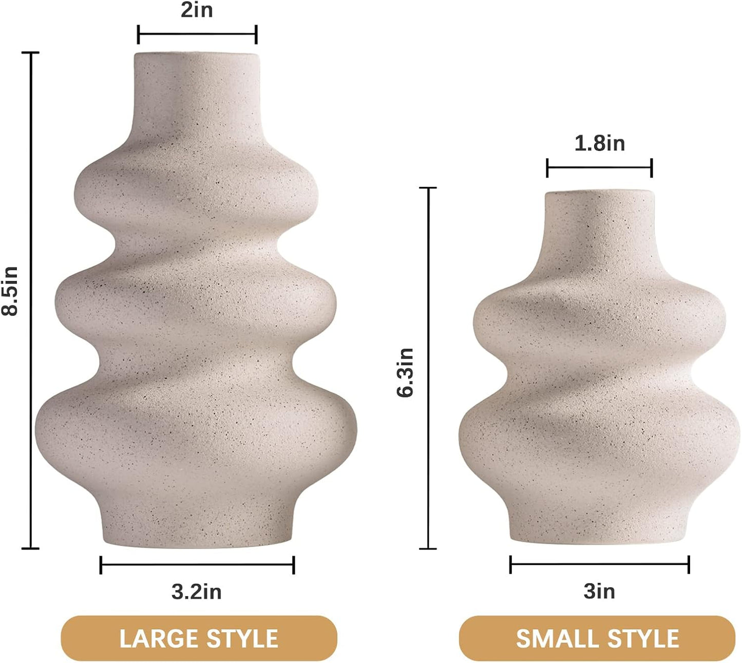 Ceramic Vases -White Vase for Modern Home Decor / A White / Set of 2
