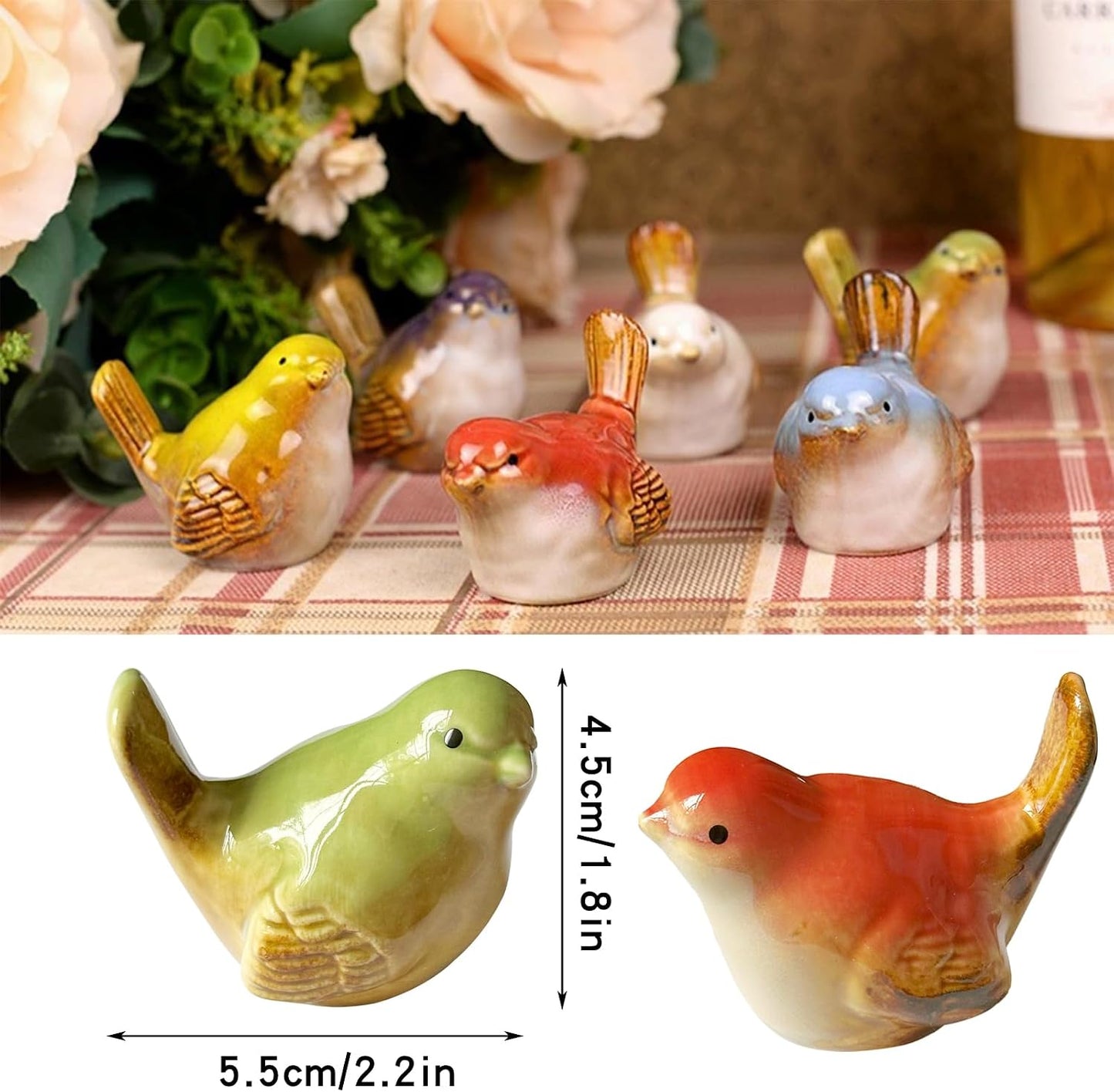 Ceramic Bird Figurines / 2.2 Inch / Set of 6