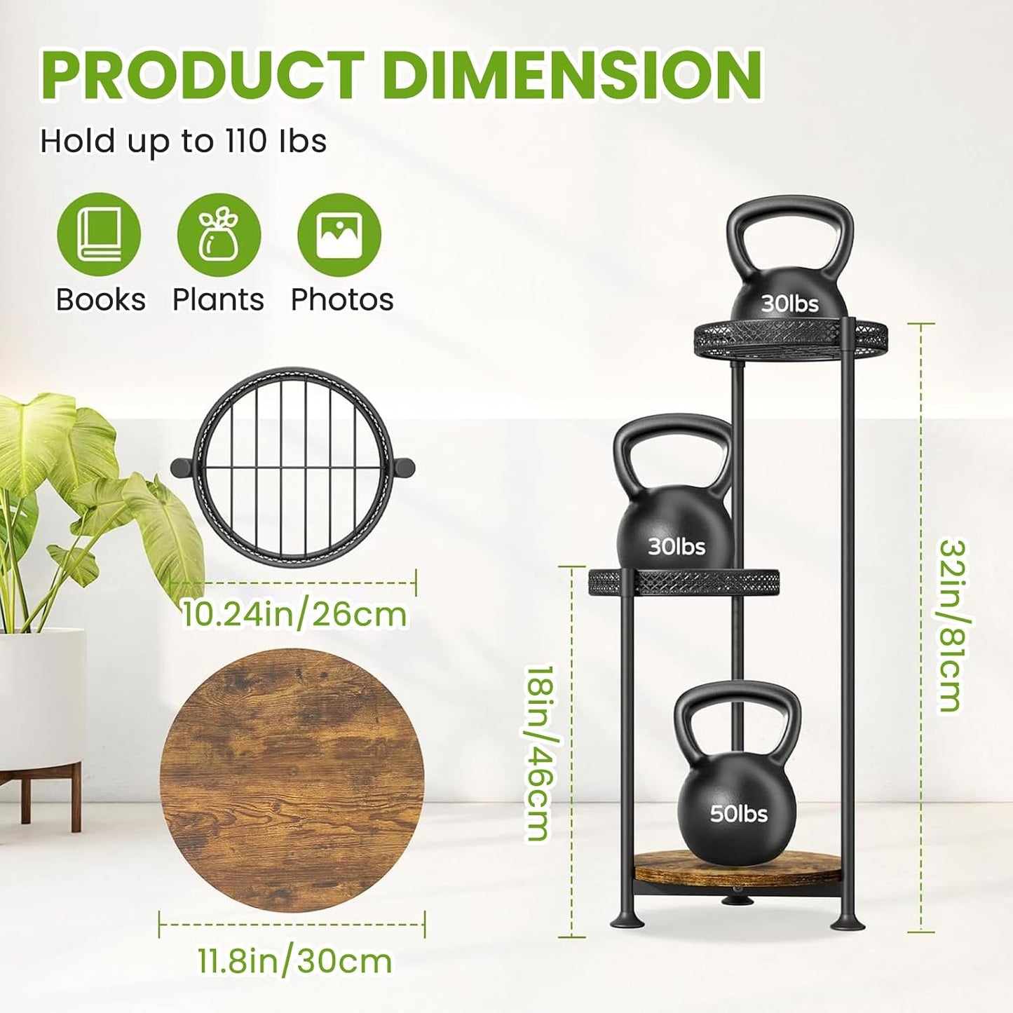3 Tier Corner Plant Stand Indoor Multiple Sturdy Vertical Metal Flower | 32 Inch Tall Flower Heavy Duty Pot Holder
