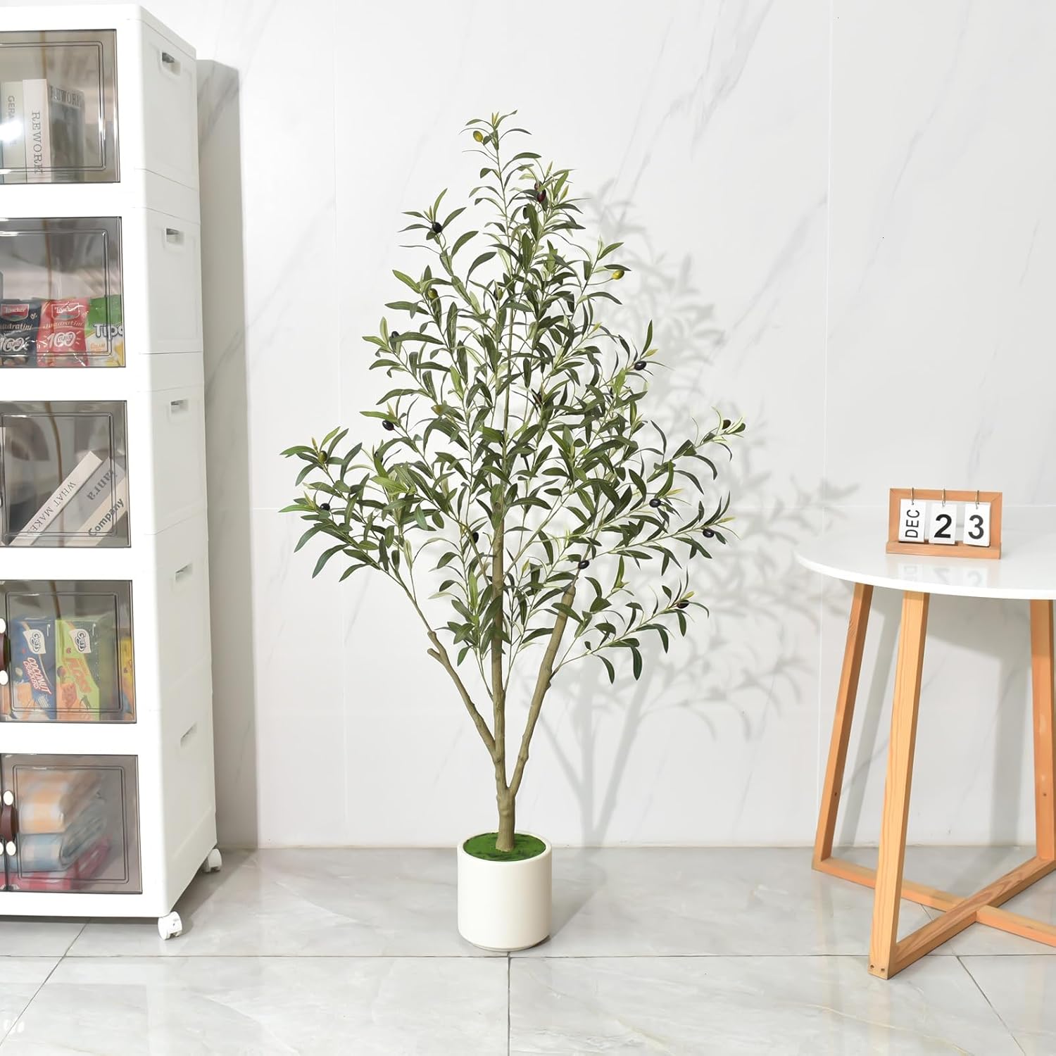 Planter / Faux Olive Tree Olive Trees Artificial Indoor / White / 5 ft