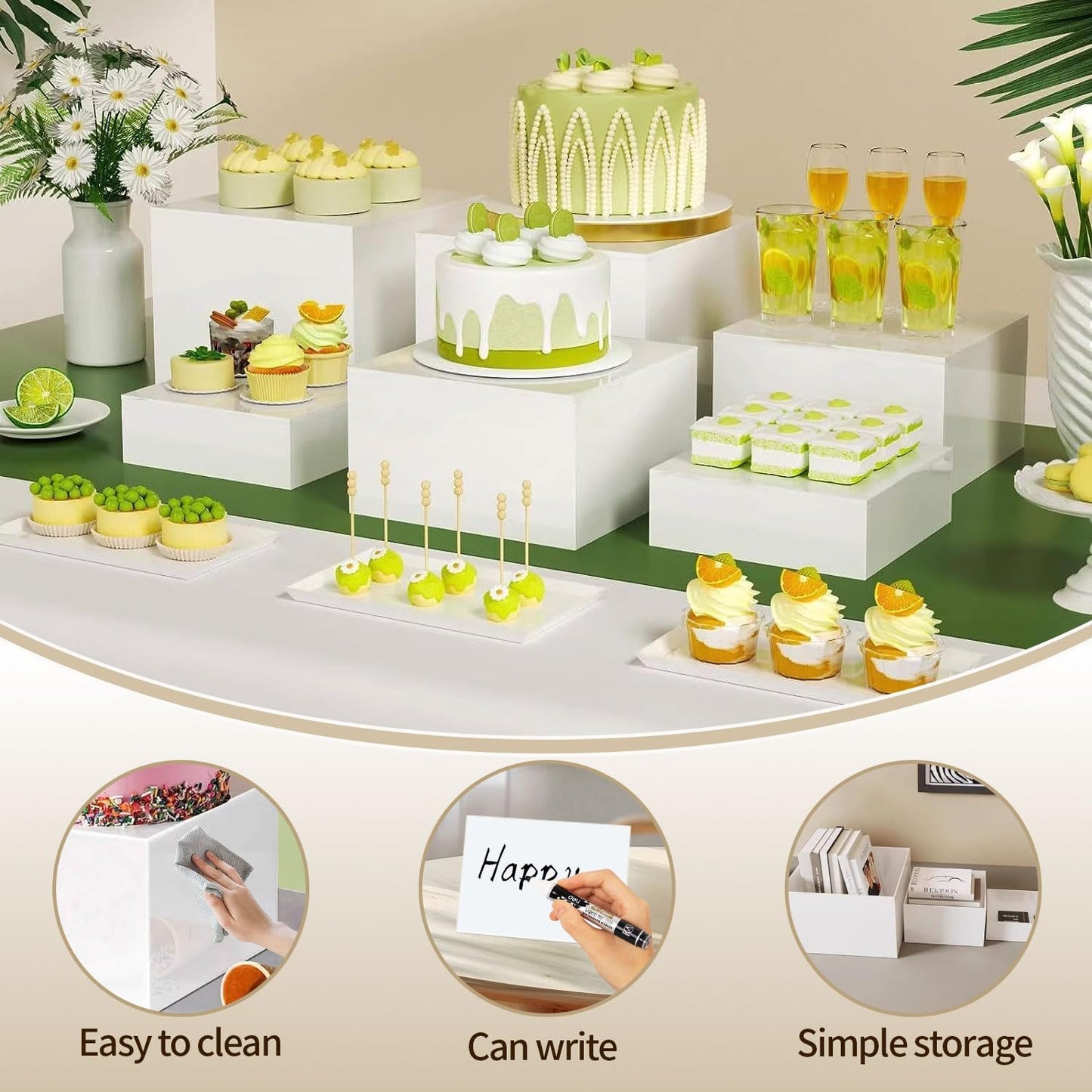 Display stands / Mini Acrylic Signs / White / 3in To 8in / Set of 6