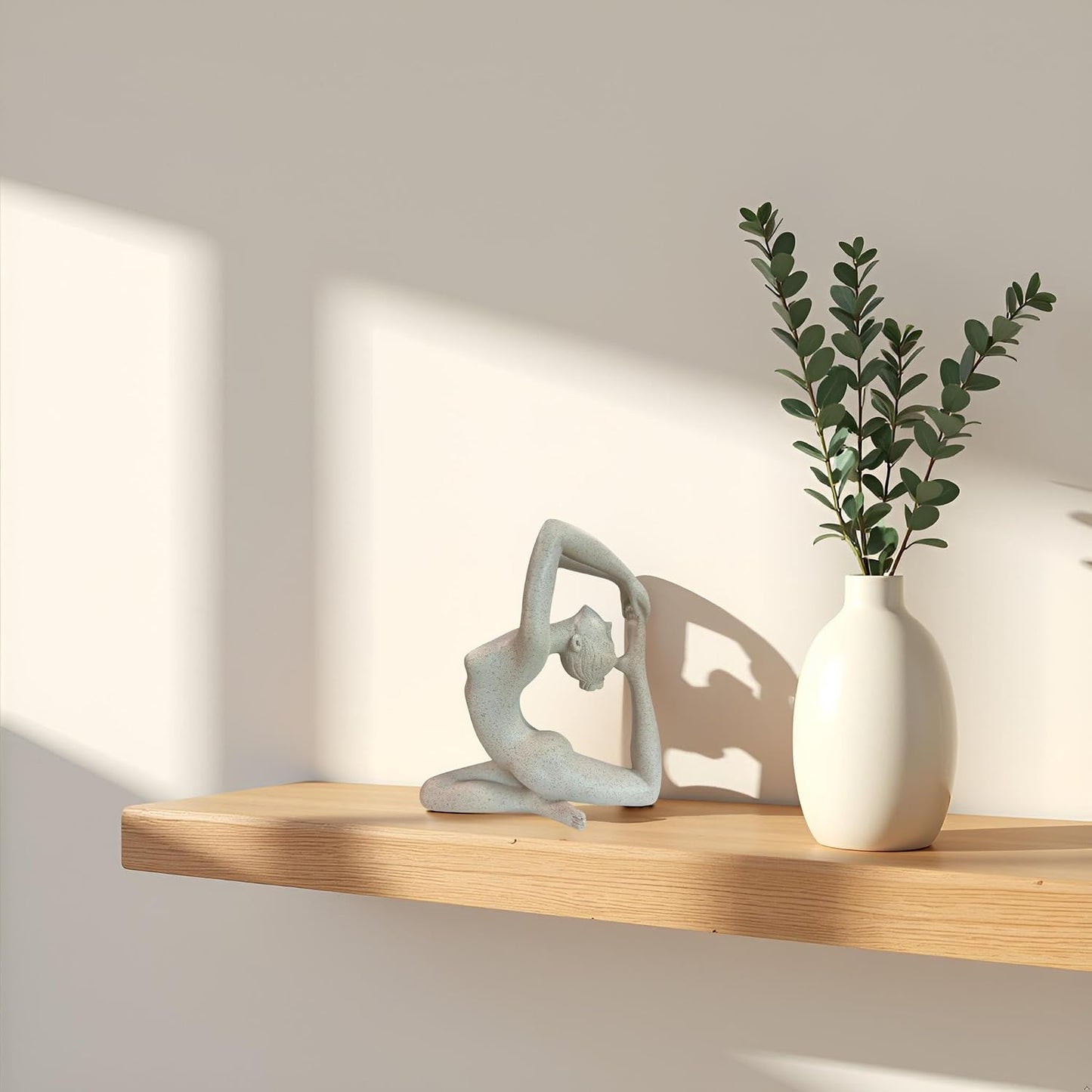 Modern Abstract Yoga Statue / Grayish White