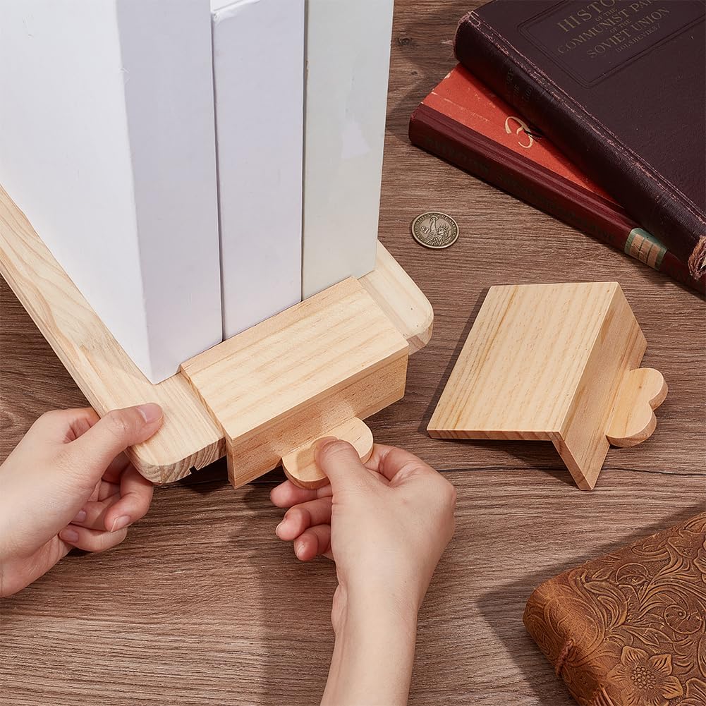 Heart Pine Wood Bookends / Natural / Set of 2