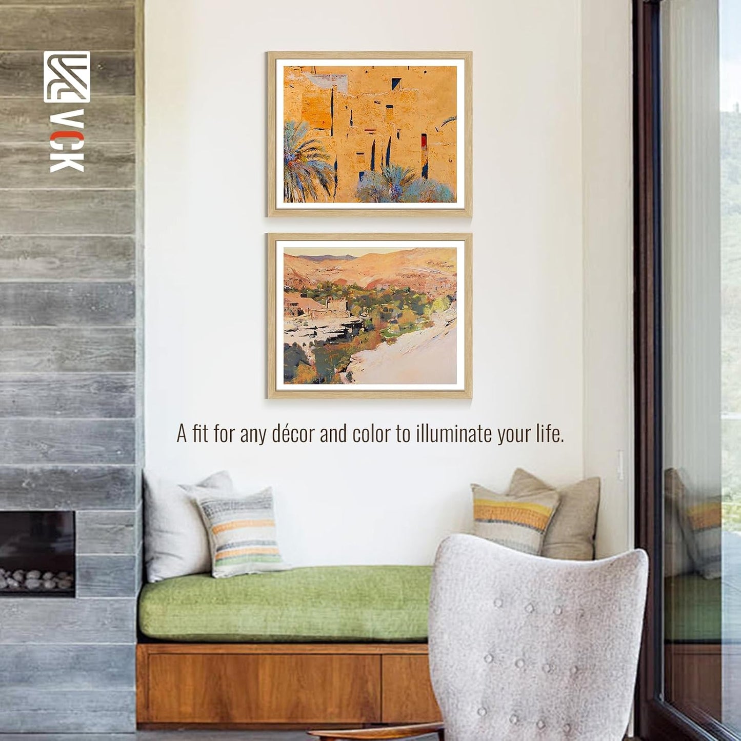 VCK 24x30 Frame Oak 4 Pack, Wide Thick Wood Border, for Poster/Print | Exclusive Woodgrain, Wall Hanging, HD