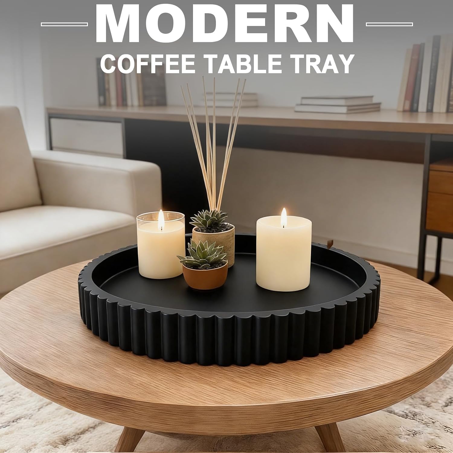 Resin Modern Table Centerpieces Decorative Trays / Black