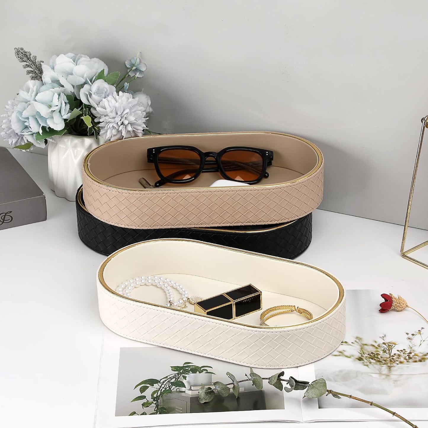 PU Leather Tray / 11 x 5.9 x 2 / Black