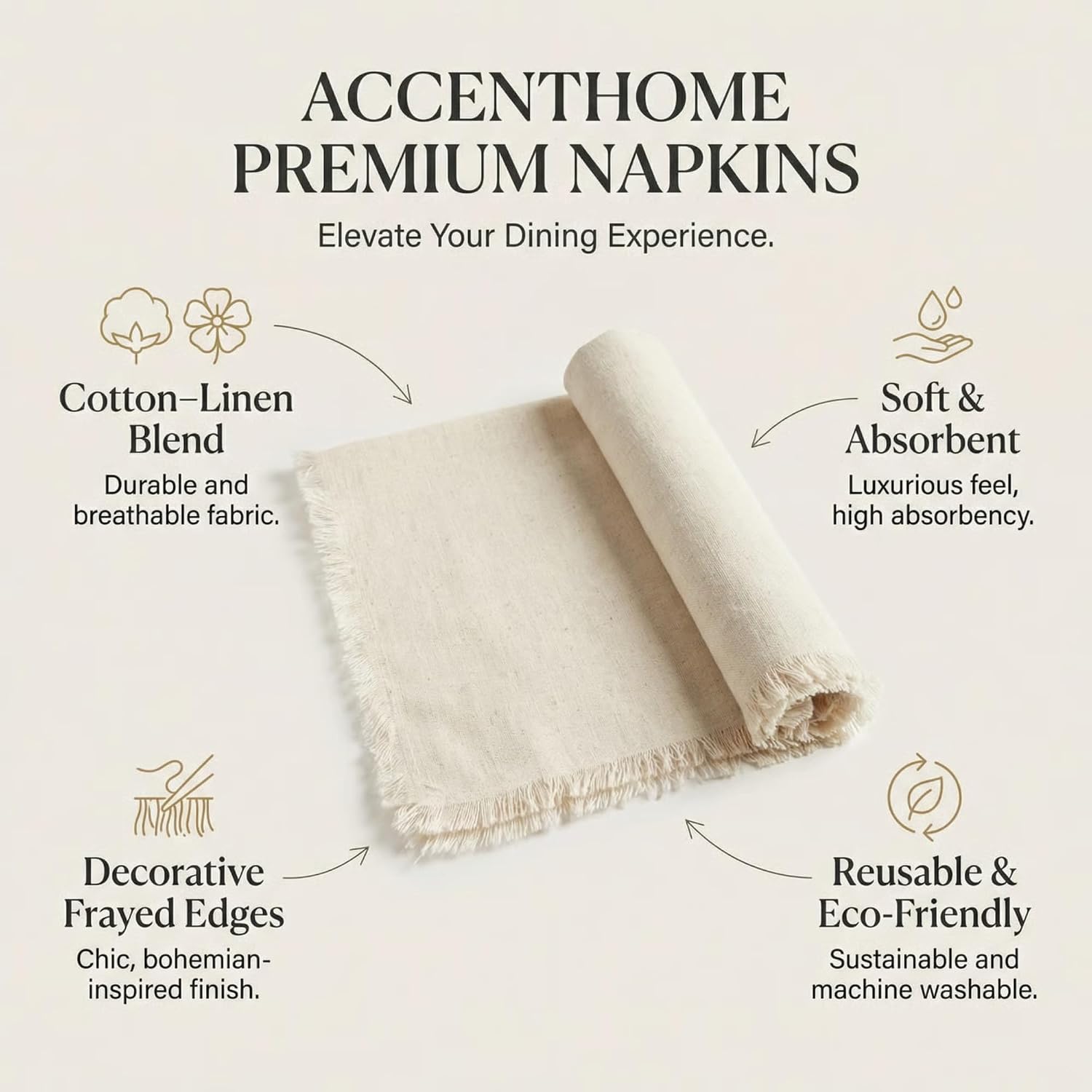 Linen Cloth Washable Cotton Dinner Napkins Wedding Party Decor | 18X18 inches , Set of 12 (Natural). Perfect for