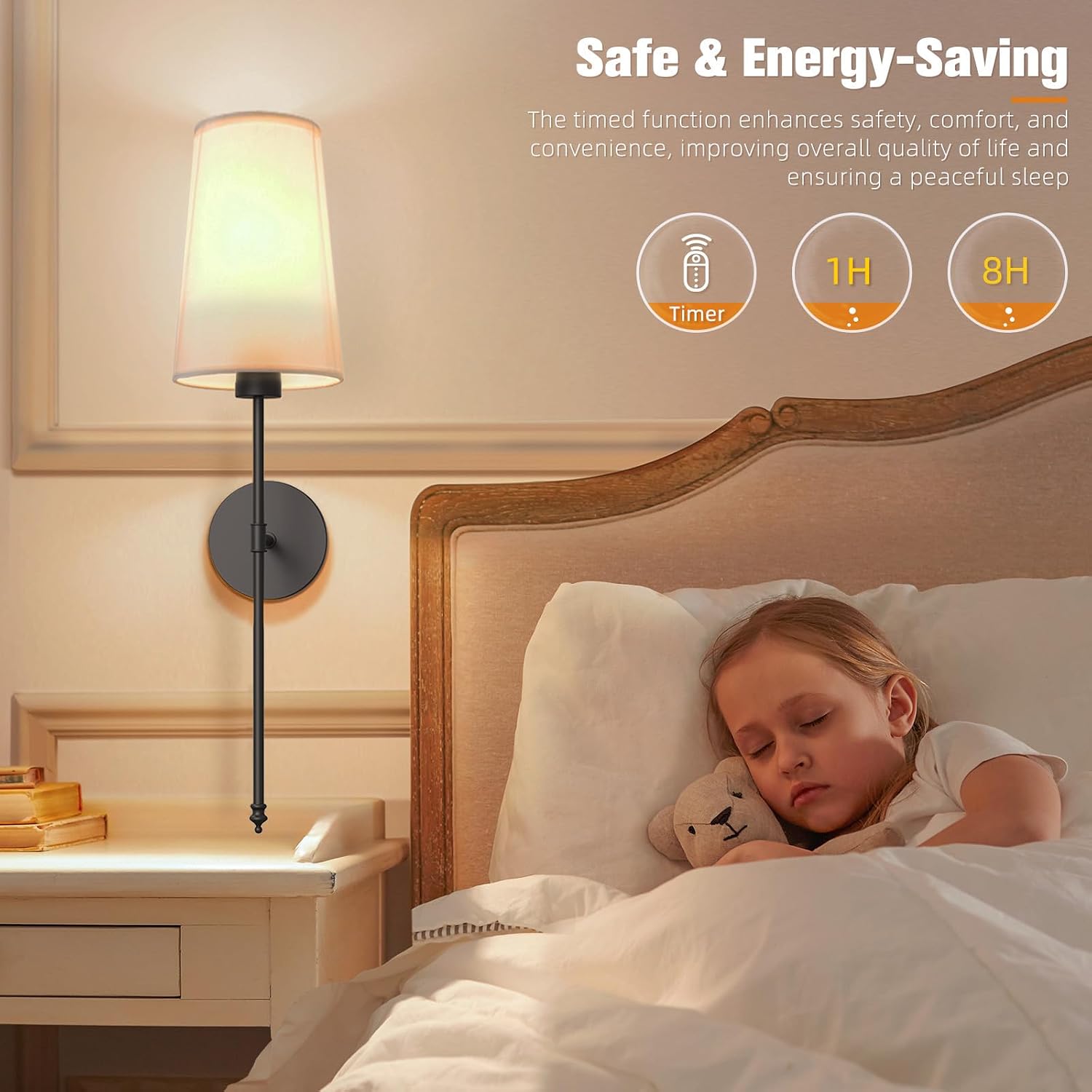 Black Battery Operated Wall Sconce Set of 2,Rechargeable Wall Lights with 10400mAh Dimmable Detachable Bulbs and