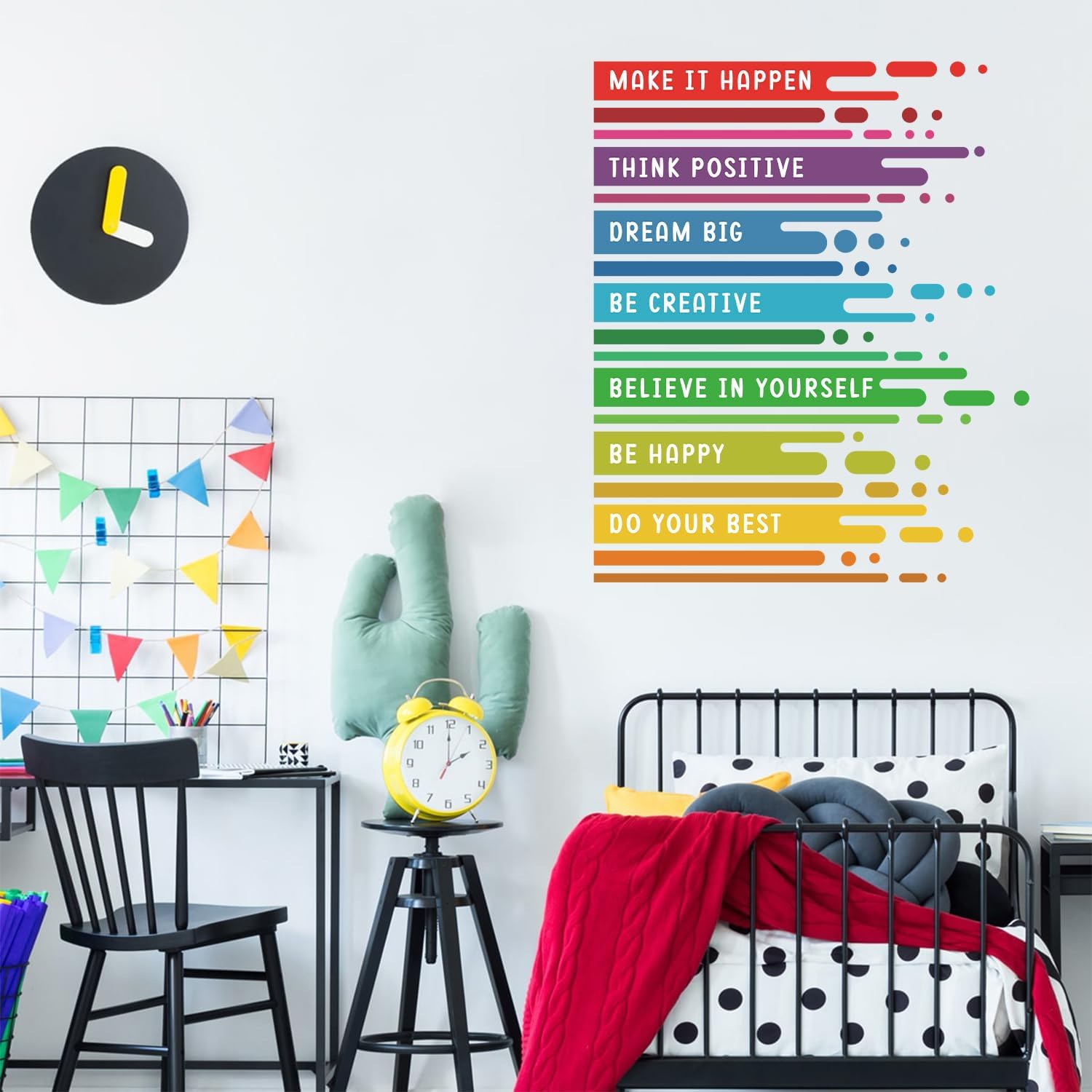 Motivational Saying Classroom Wall Sticker Colourful / Positive Affirmation Wall Decal / Set of 59