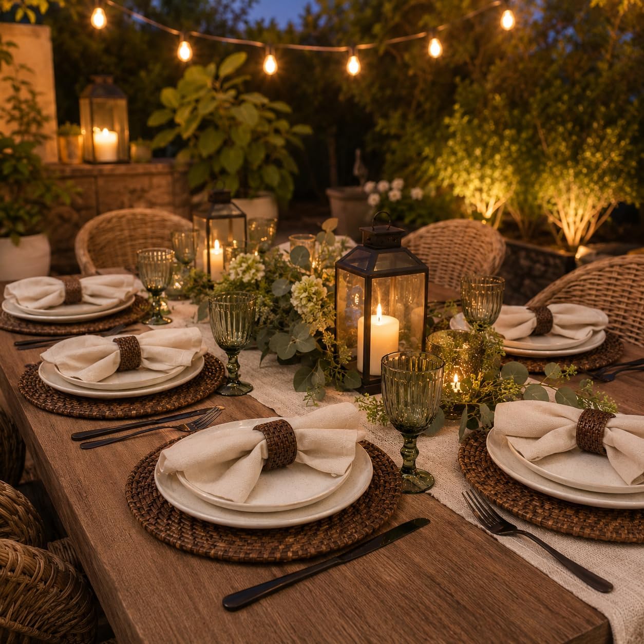 Jute Cane Napkin Rings, Woven, 12-Pack, Walnut | Plastic & cane, 2.25x2.25x1.5 in each, reusable, farmhouse, boho