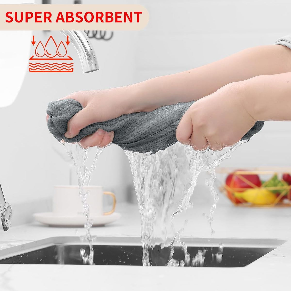 Homaxy 100% Cotton Waffle Weave Kitchen Dish Towels 18-Pack, Grey | 13 x 28 Inches, Ultra Soft Absorbent Dish Towels