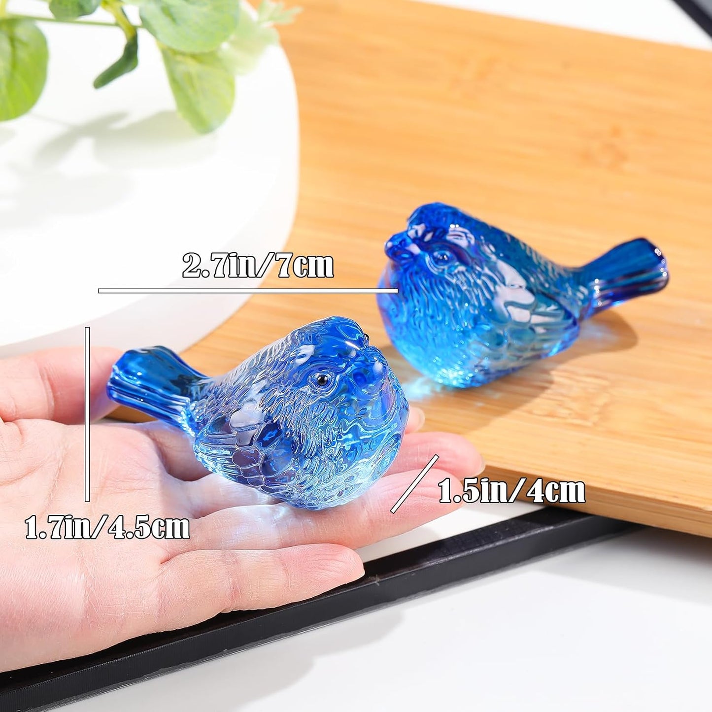 Crystal Birds Gifts for Women Men Bird Lovers Glass Bird Handmade Animal Figurines / Blue / Set of 2