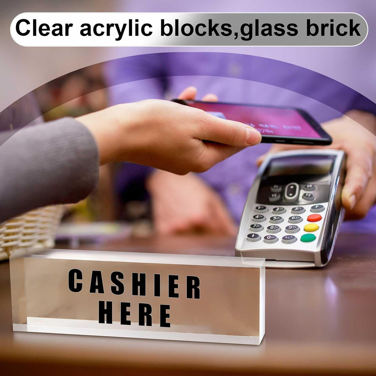 Yousoontic 4 Pcs Clear Acrylic Blocks for Display Blank Name Plate Block Cube Display Stand for Wedding Props