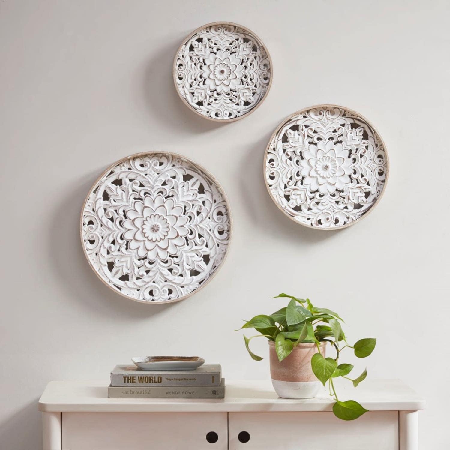 Real Fir Wood Round Design / Medallion Trio