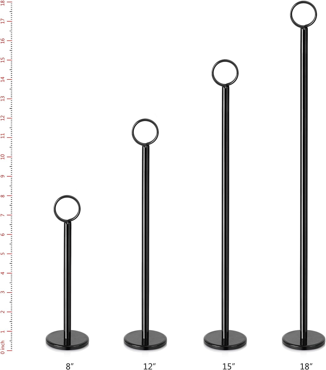 New Star Foodservice Ring-Clip Table Number Holder / Place Card Stand, 18 Inch, Black Finish, Set of 12
