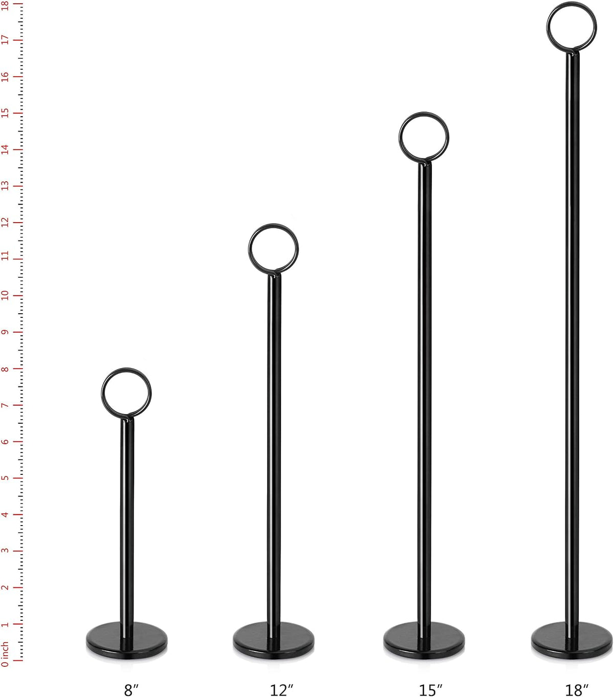 New Star Foodservice Ring-Clip Table Number Holder / Place Card Stand, 8 Inch, Black Finish, Set of 12 (Pack of 2)