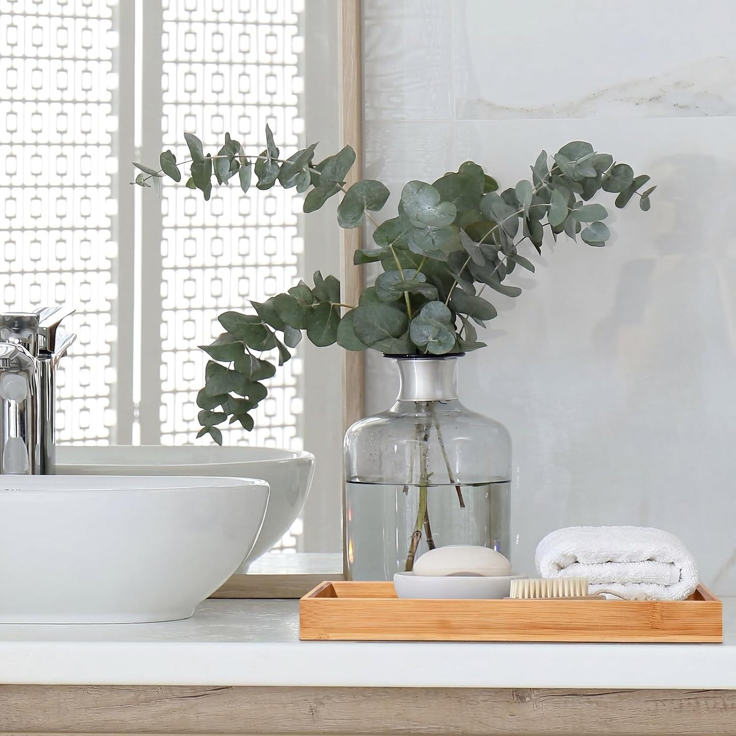 Bamboo Vanity Trays / Rectangle Style / Set of 3