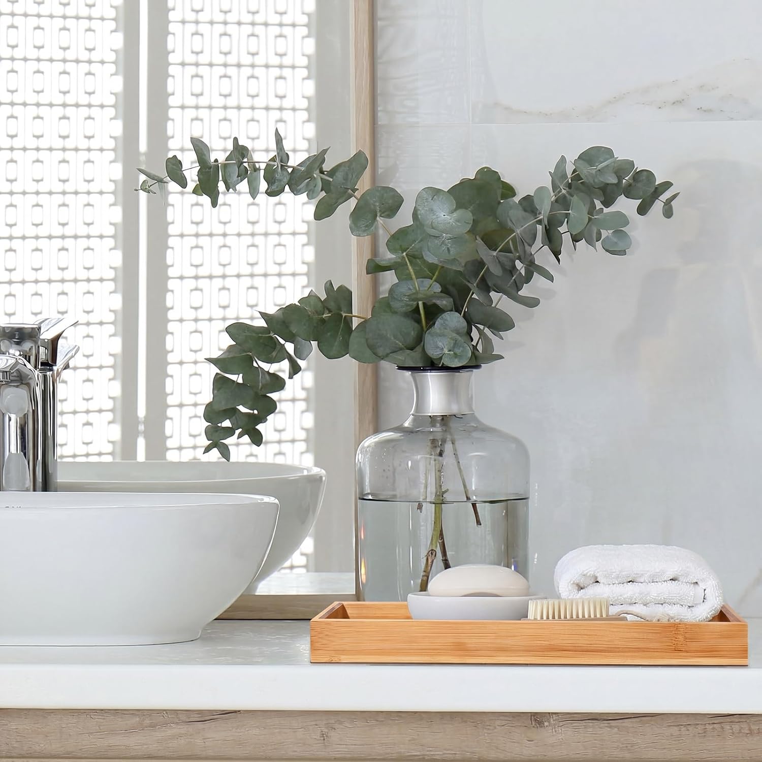 Bamboo Vanity Trays / Rectangle Style / Set of 3