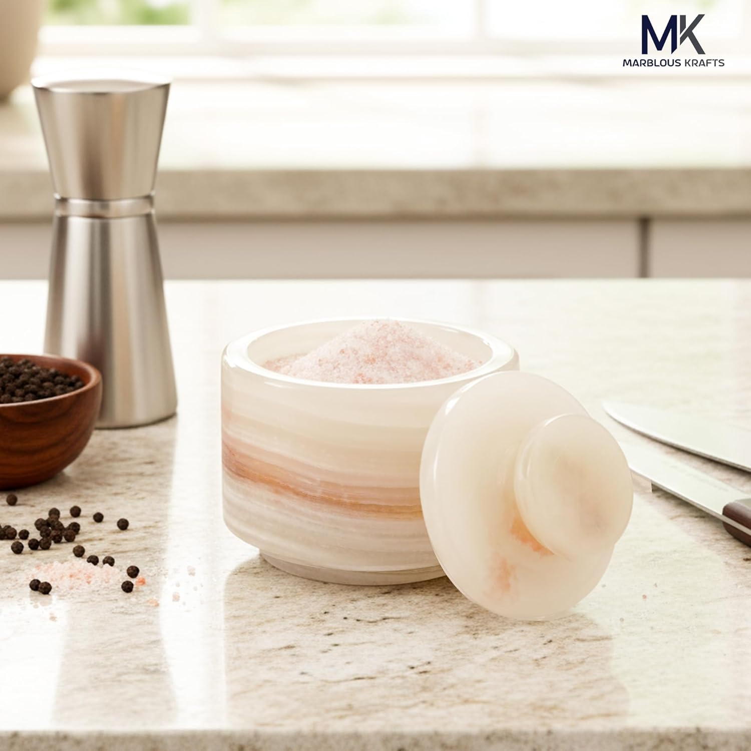 Marble Salt Cellar 3" Salt Holder / White Onyx