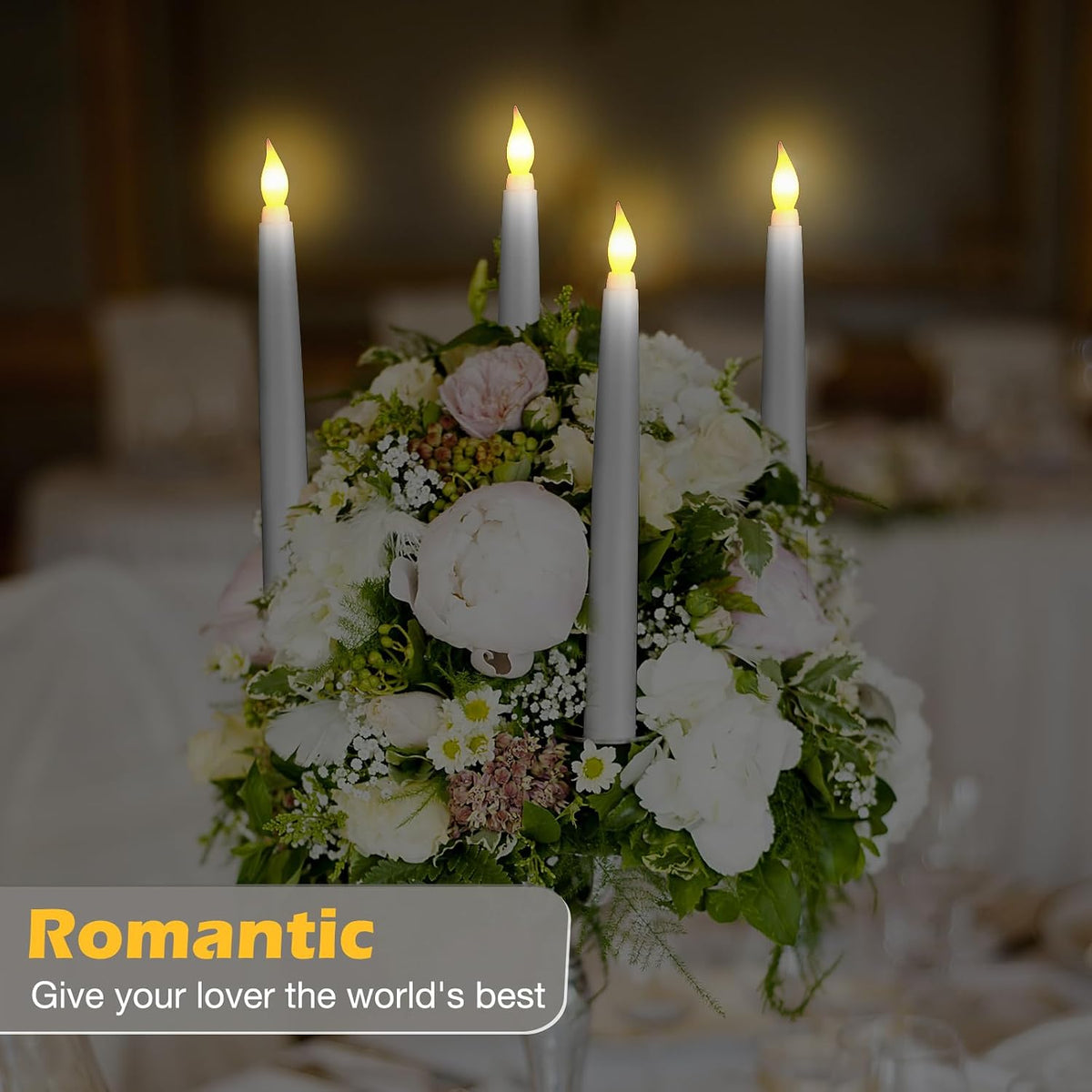 24 Pack Flameless Flicker Taper Candles Bulk with Remote and Timer, Battery Operated LED Warm White Taper Candles Light