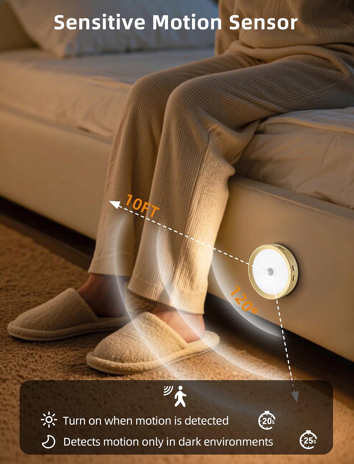 3-Pack Under Counter Lights for Kitchen Shelf Lights Stick On Lights Wood | 3 color temps & 12 RGB, dimmable, 15/30/60