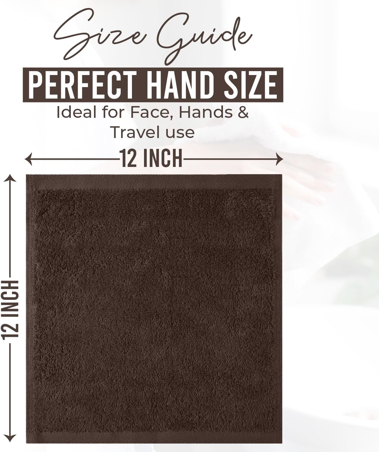 DAN RIVER 24 Pack Cotton Wash Cloths Set for Showering [12x12] Brown | Lighter Weight, Quick to Dry, Super Soft &