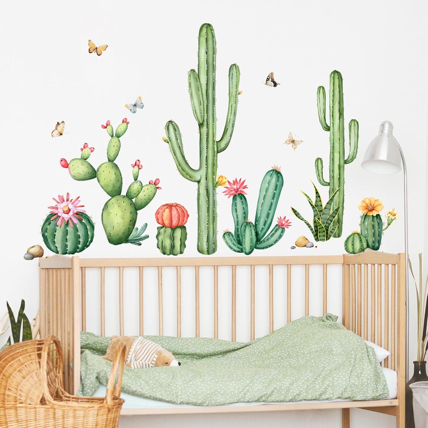 Large Cactus Wall Decals Plants Wall Stickers Peel and Stick Tropical Art Decor / Green