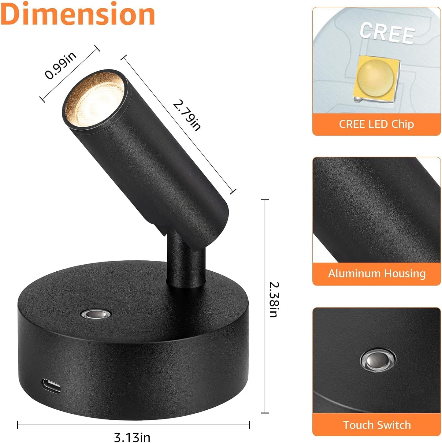 URTOM LED Wireless Spotlights Indoor with Remote Rechargeable Uplights with Timer Dimmable CRI 90+ Picture Light