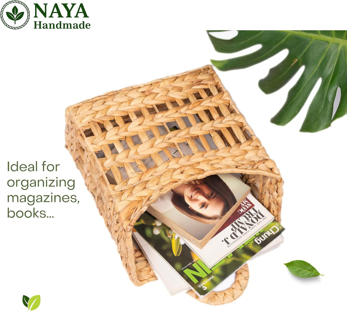 NAYA Water Hyacinth Hanging Wicker Basket
