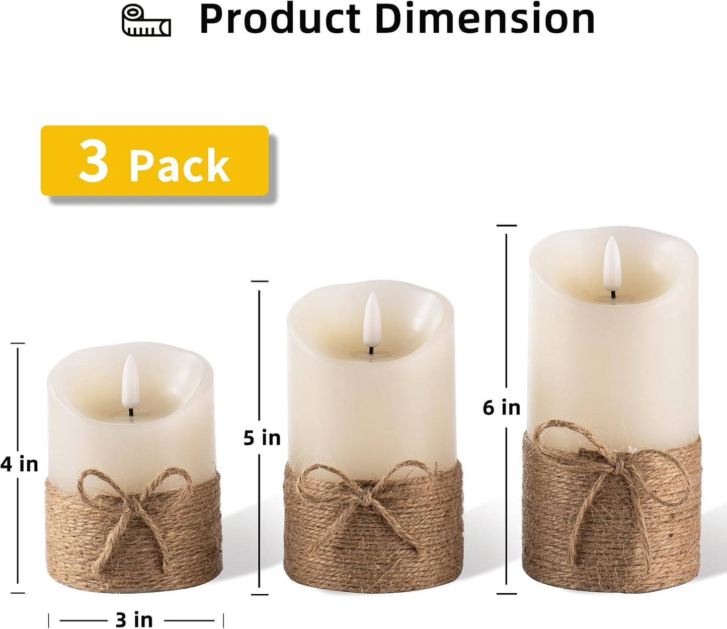 AKU TONPA Flameless Candles Battery Operated Pillar Real Wax Electric LED Candle Gift Set with Remote Control and