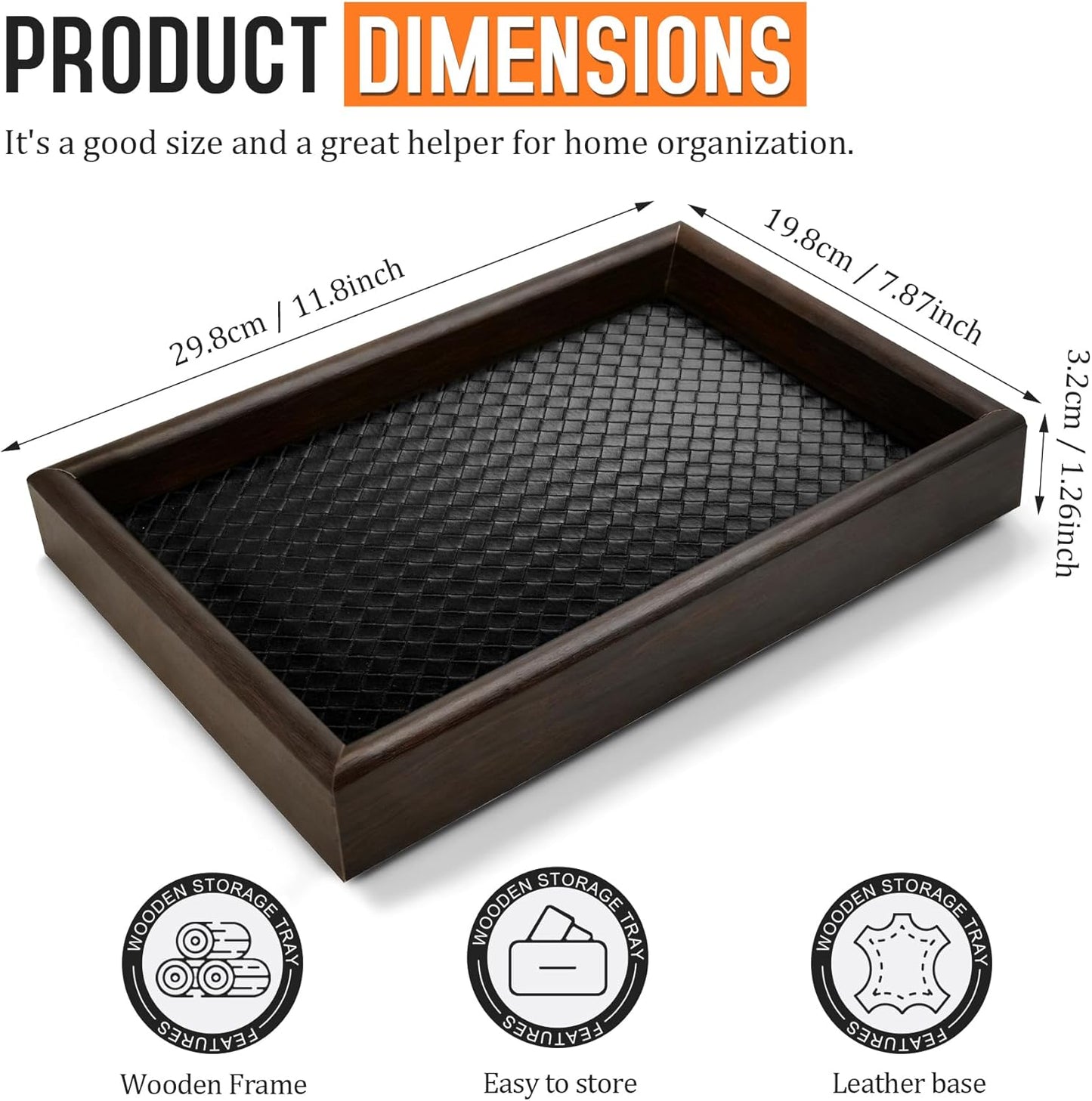 Wooden Valet Tray Desk Organizer