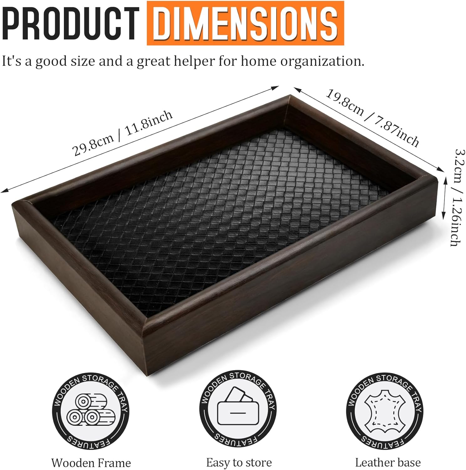 Wooden Valet Tray Desk Organizer