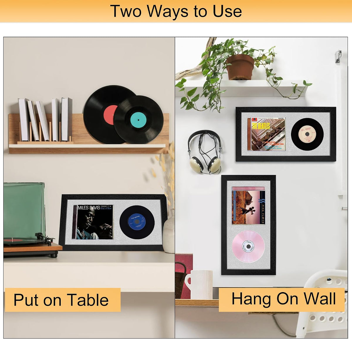 14.4" x 7.9" CD Display Frame with Real Glass | Signed CD Music Frame for Wall and Tabletop,CD Holder with Silver Mat