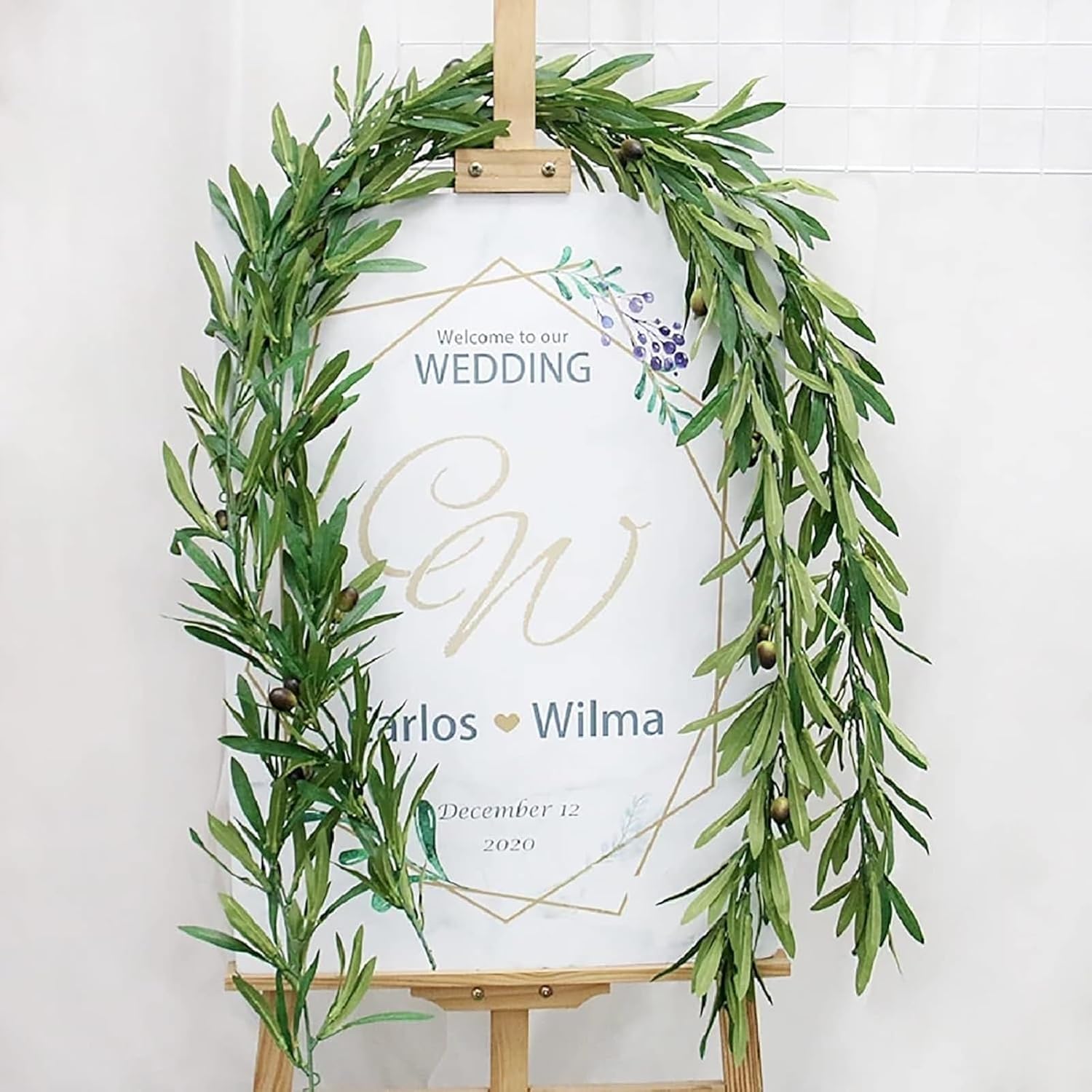 Artificial Olive Leaf Vine Garland / Length: 73 Inches / Set of 2