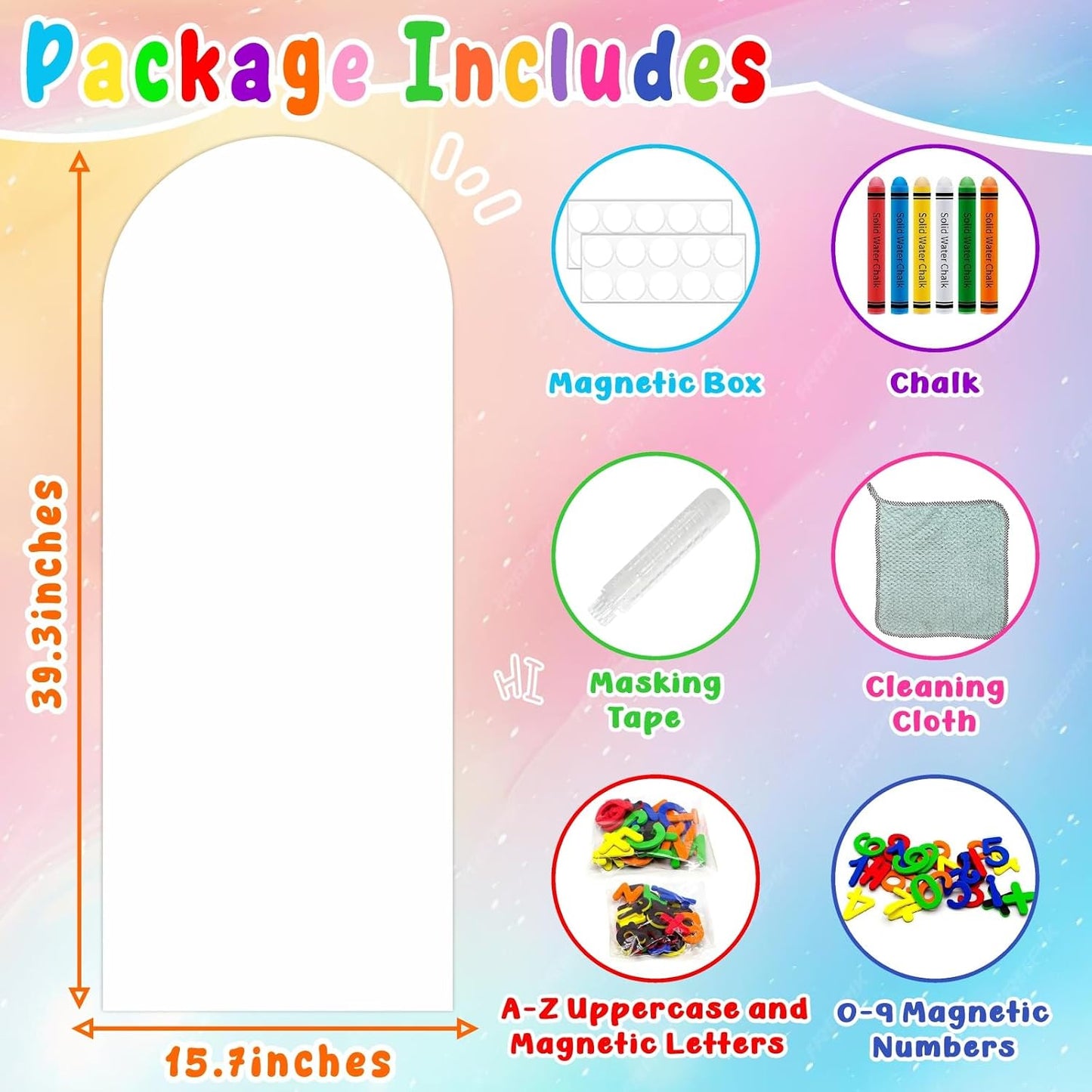 Arch Magnet Wall Decal for Kids Magnetic Board / White / 15.7 x 39.4