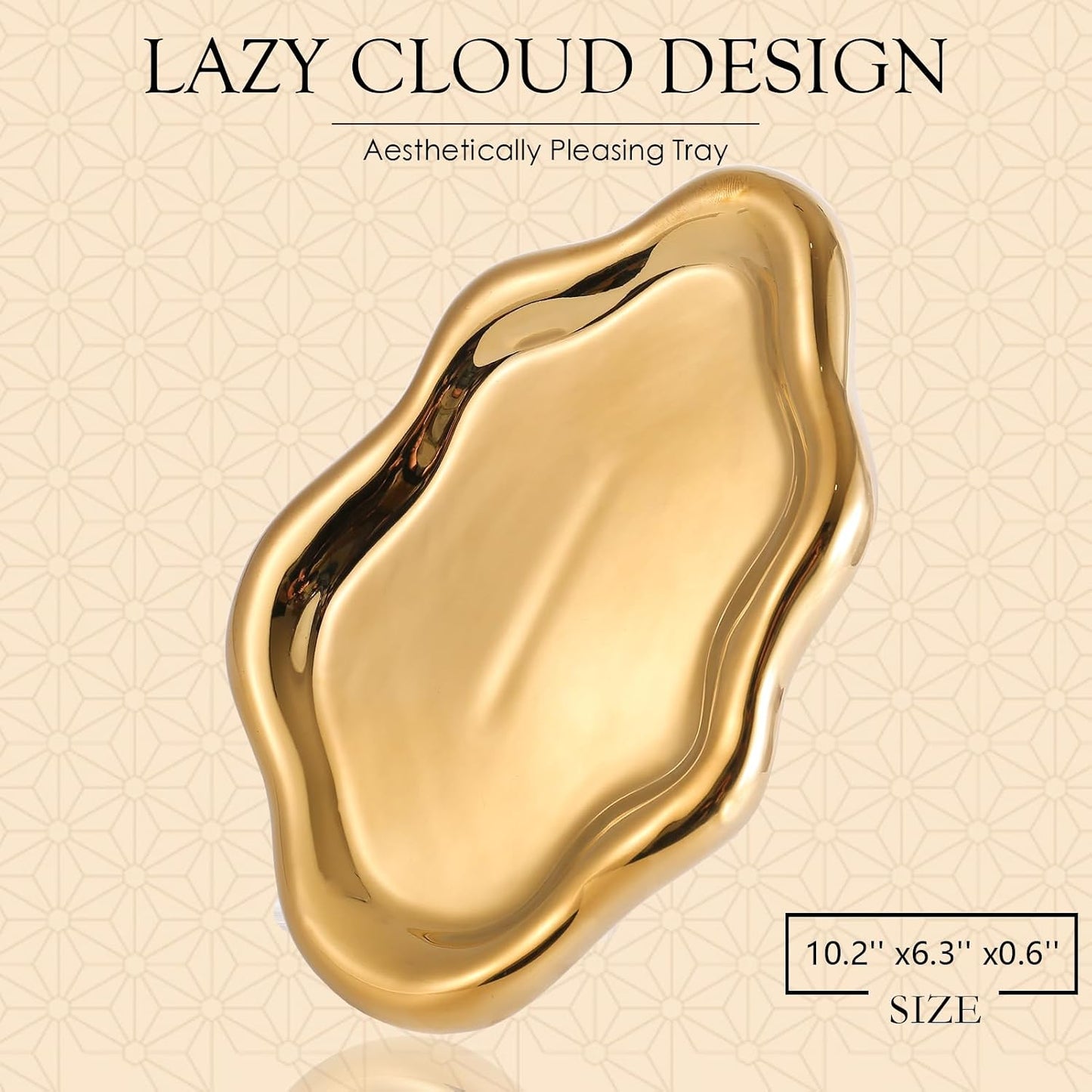 Ceramic Jewelry Tray Trinket Dish / Gold / 10.2 x 6.3 x 0.6