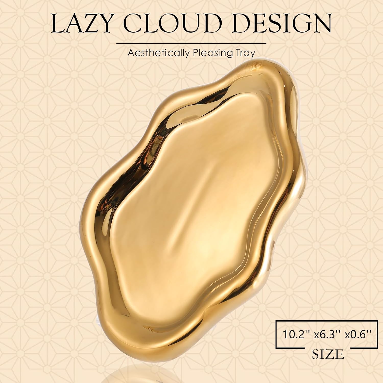 Ceramic Jewelry Tray Trinket Dish / Gold / 10.2 x 6.3 x 0.6