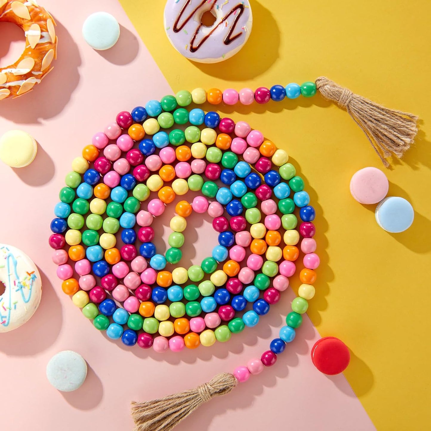 Wooden Bead Garland / Rainbow Color