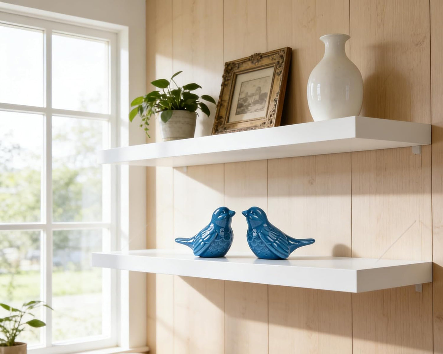 Ceramic Bird Figurines / Blue / 3.75 Inch / Set of 2