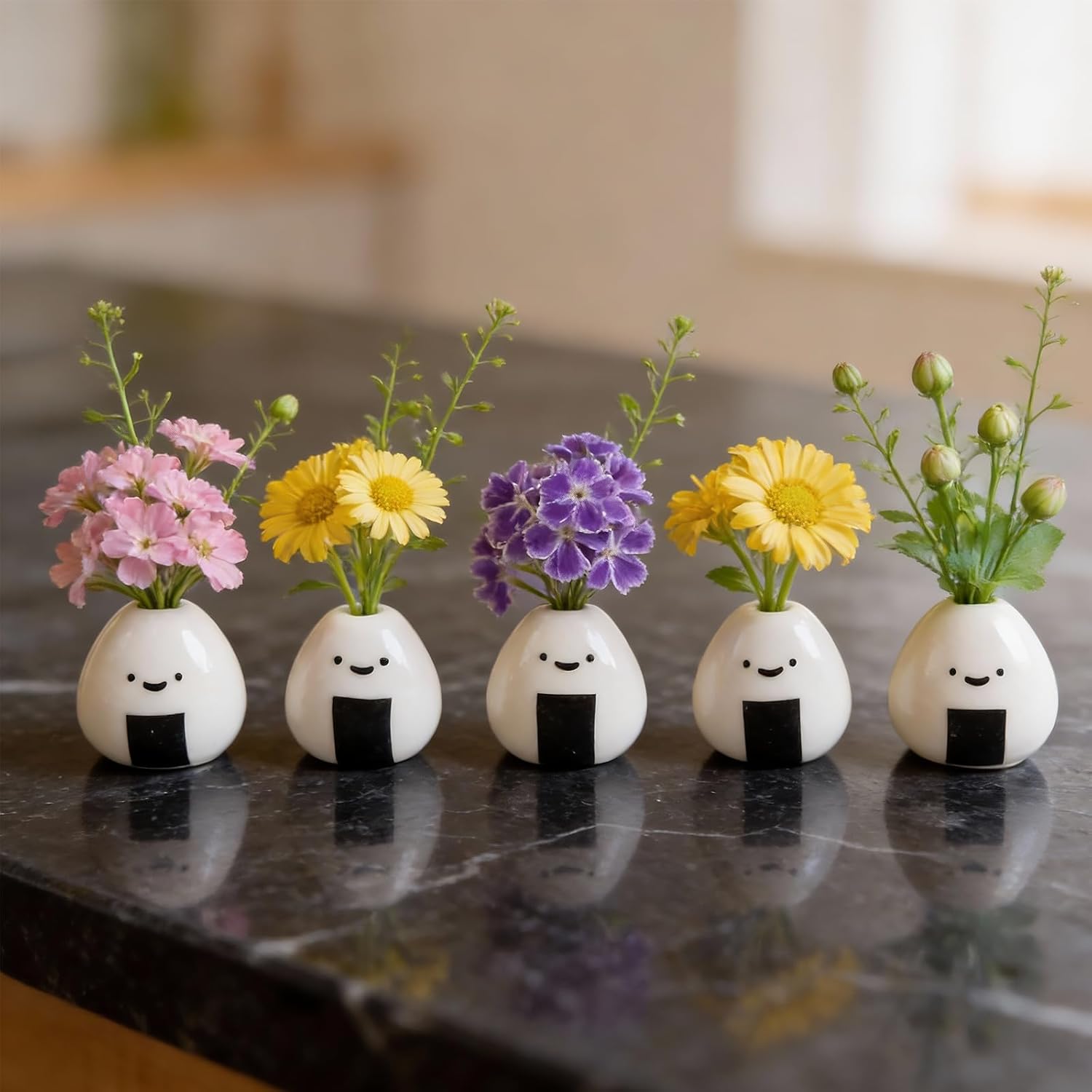 Handmade Ceramic Rice Ball Miniature Vases / Rice Ball Vase / Set of 5